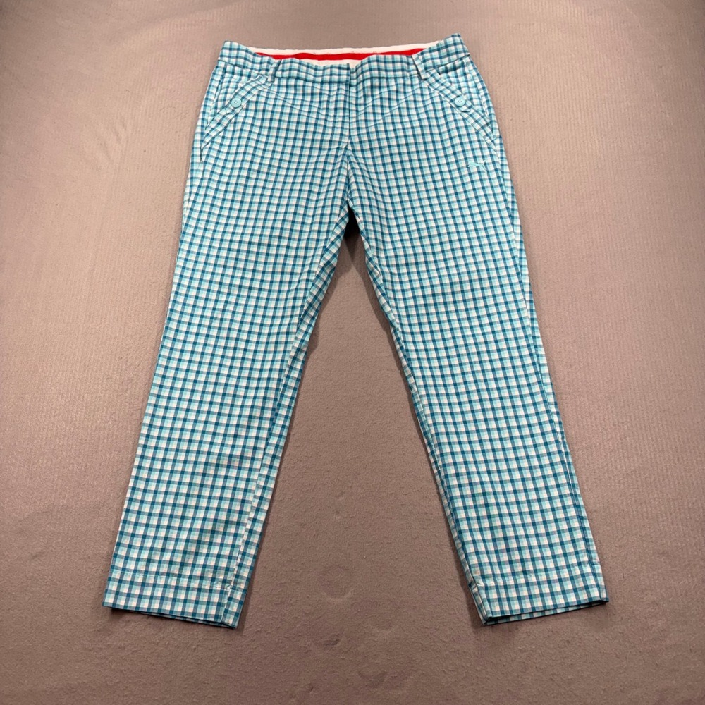Puma Golf Pants Womens 12 Teal Gingham Check Plaid Sportlifestyle